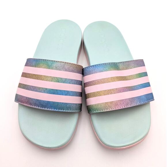 Adidas Adilette Comfort Sport Slide Sandals Kids Mint/Clear Pink Size US1 EU33 - Picture 9 of 12